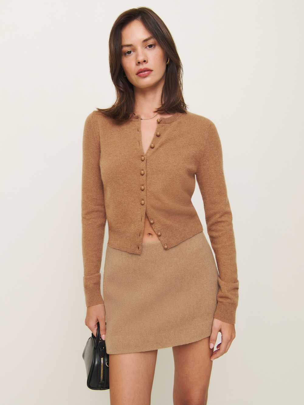 Carla Low Waist Wool Skirt - Camel