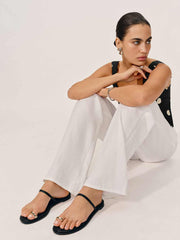 Cassandra Flat Sandal - Black Leather