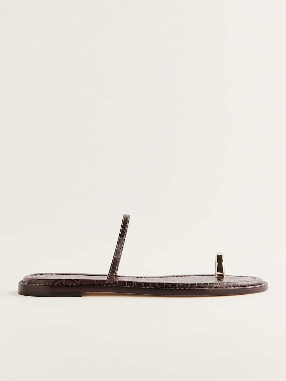 Cassandra Flat Sandal - Brown Croc-effect