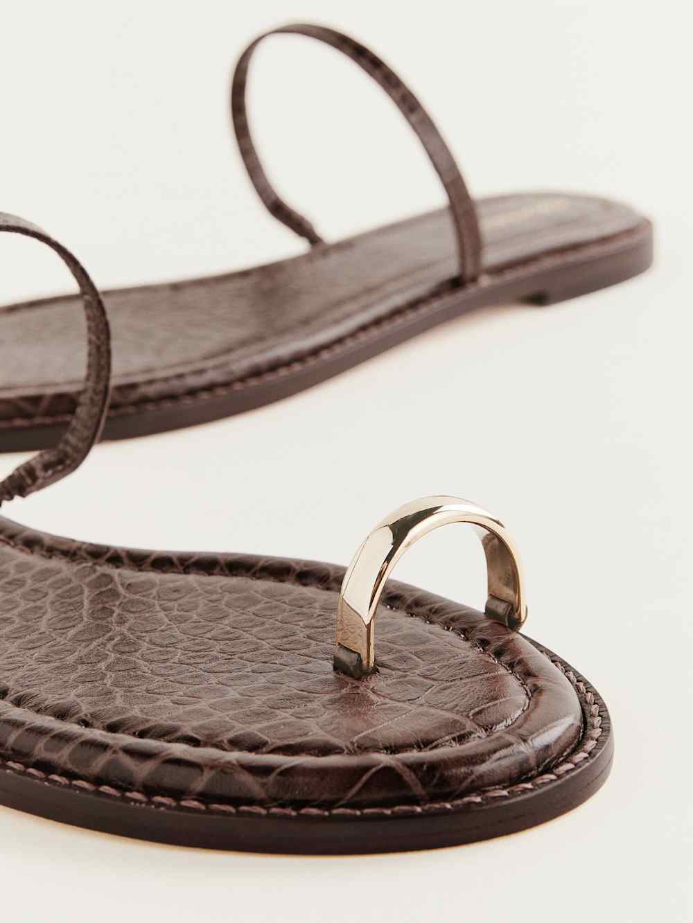 Cassandra Flat Sandal - Brown Croc-effect