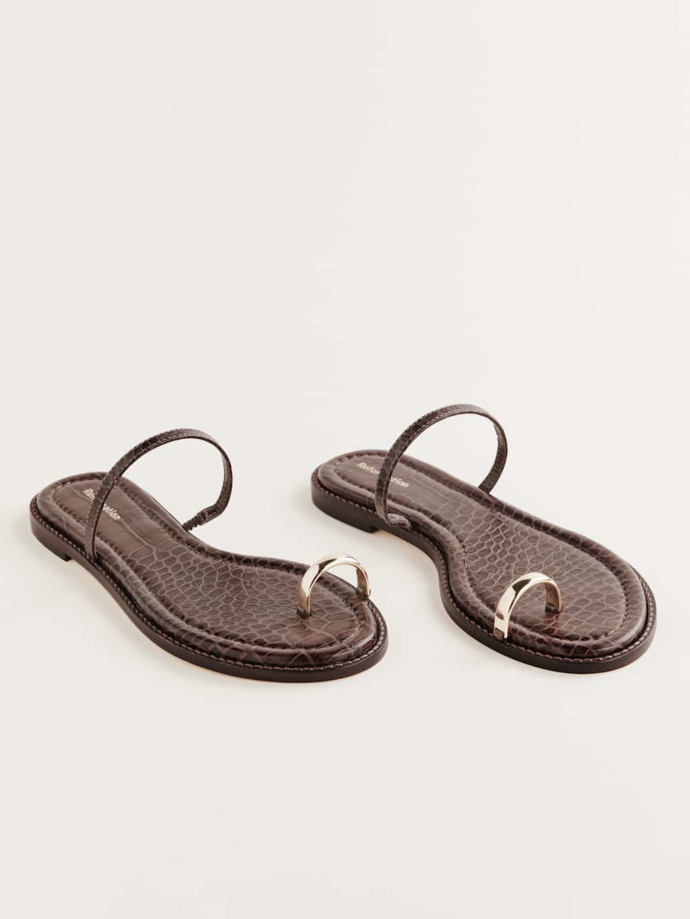 Cassandra Flat Sandal - Brown Croc-effect