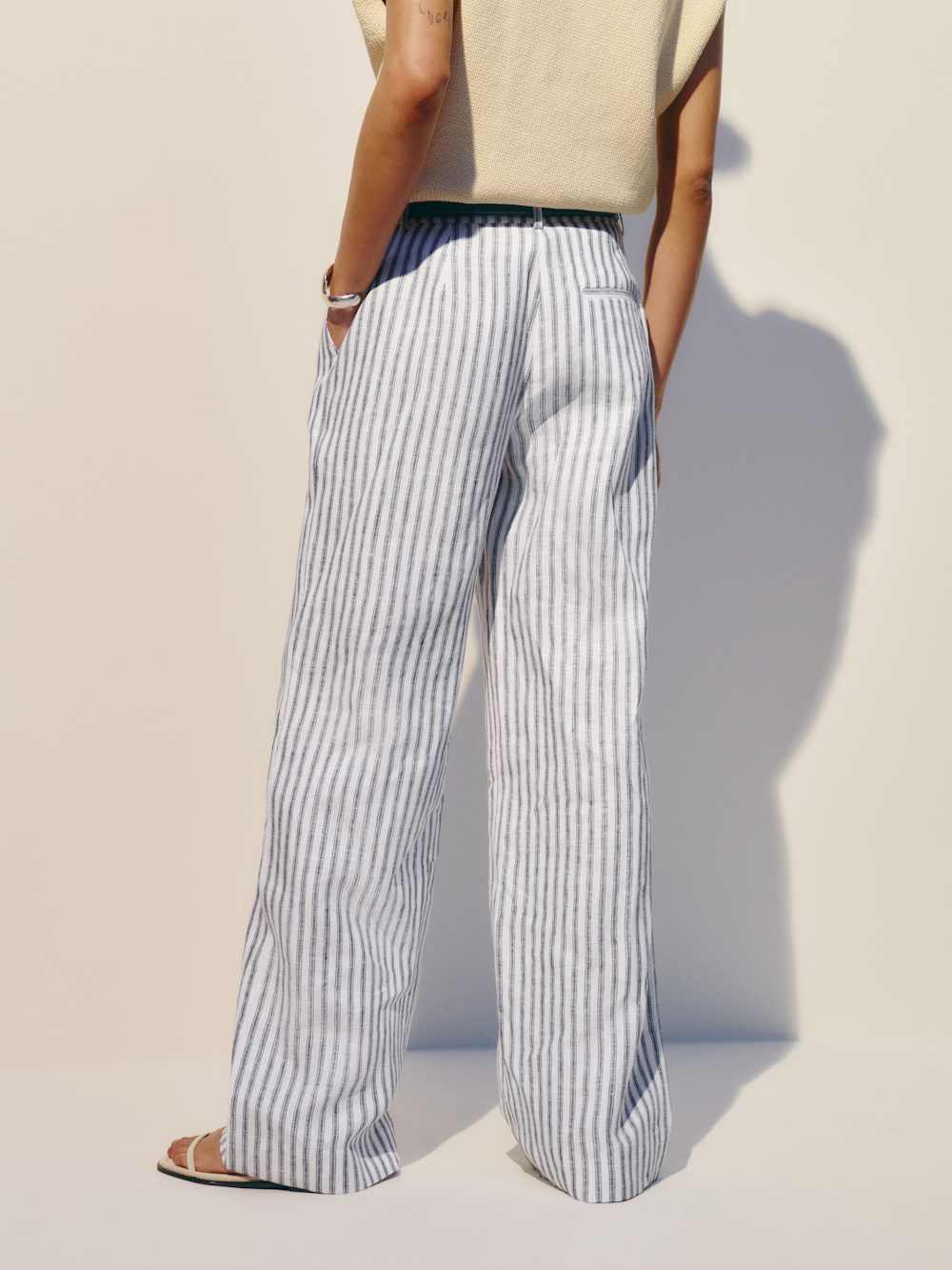 Petites Carter Linen Mid Rise Pant - Antibes Stripe
