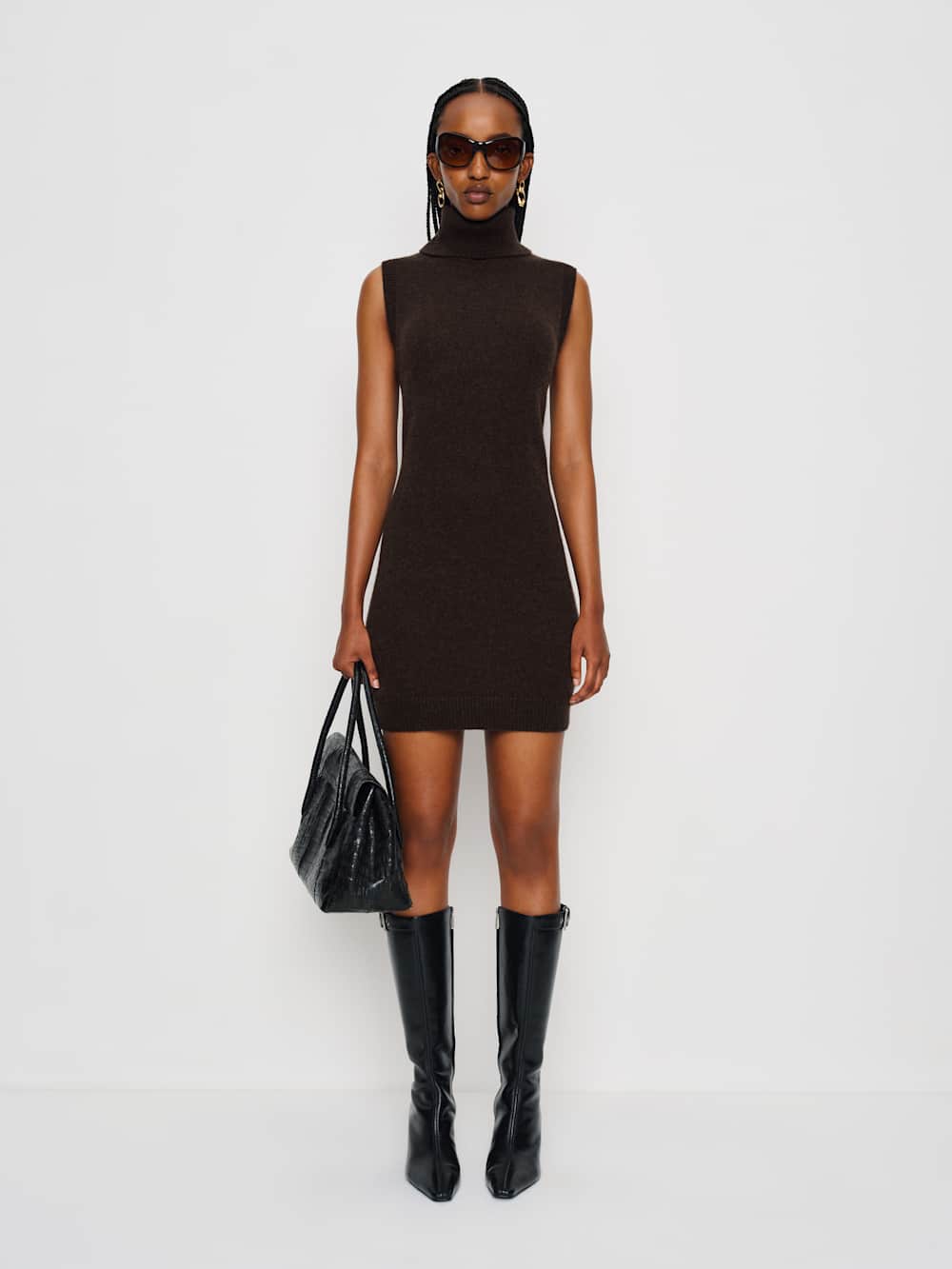 Holland Cashmere Turtleneck Sweater Dress - Compost