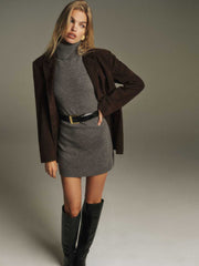 Holland Cashmere Turtleneck Sweater Dress - Thunder