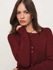 Meadow Regenerative Merino Cardigan - Chianti