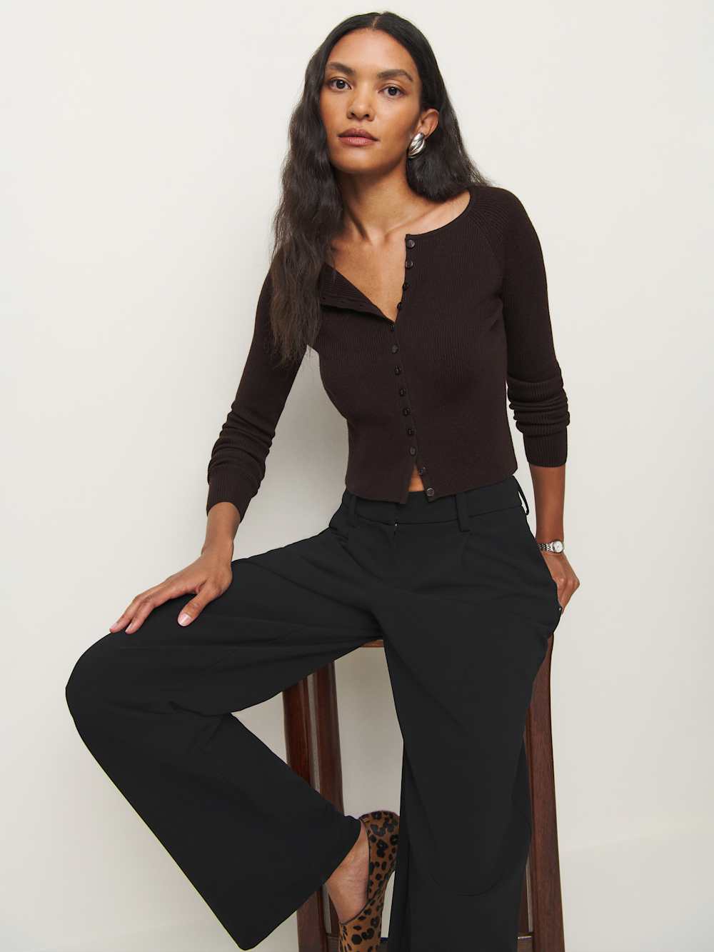 Meadow Regenerative Merino Cardigan - Mole