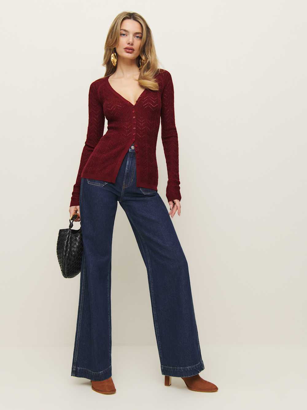 Sutton Regenerative Merino Open Knit Sweater - Chianti