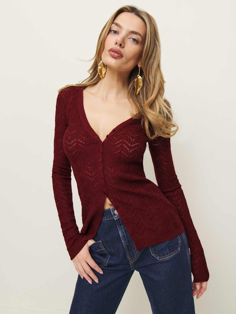 Sutton Regenerative Merino Open Knit Sweater - Chianti