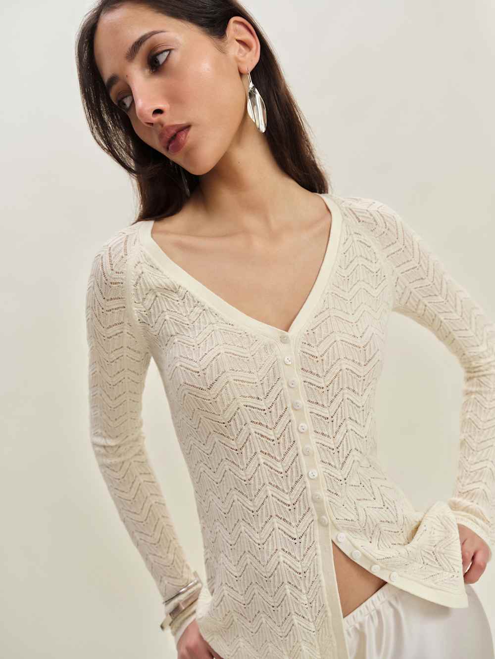 Sutton Regenerative Merino Open Knit Sweater - Cream