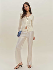 Sutton Regenerative Merino Open Knit Sweater - Cream