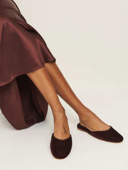 Melly Flat Mule - Dark Cherry Velvet