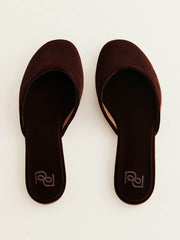 Melly Flat Mule - Dark Cherry Velvet