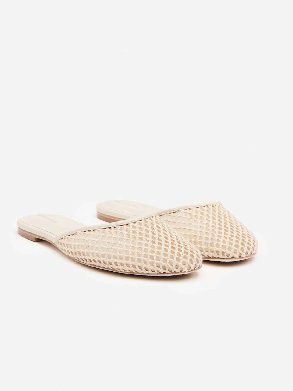 Melly Flat Mule - Ivory Crochet