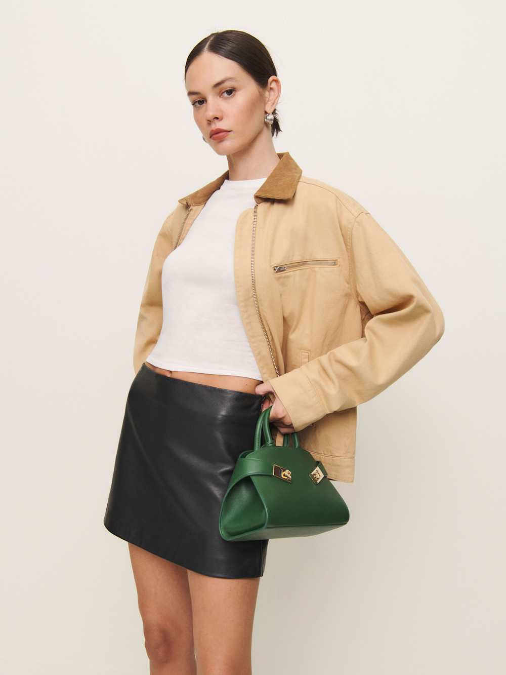 Veda Carla Low Waist Leather Skirt - Black