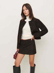 Veda Carla Low Waist Leather Skirt - Mole Suede
