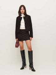 Veda Carla Low Waist Leather Skirt - Mole Suede