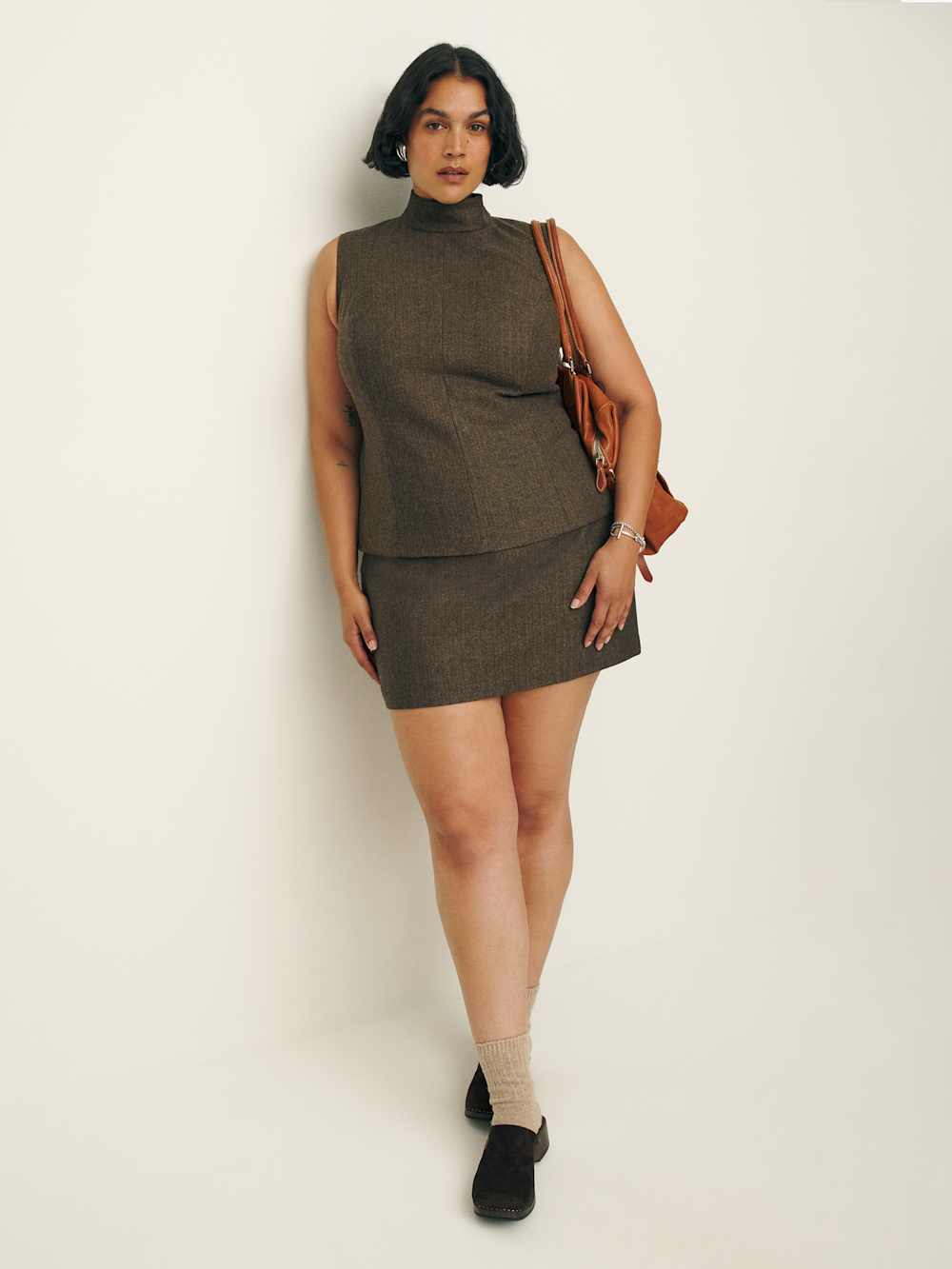 Sutton Top Es - Brown Herringbone