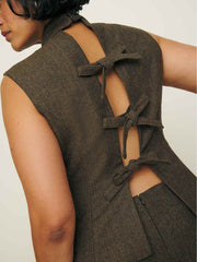 Sutton Top Es - Brown Herringbone