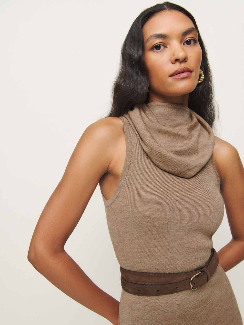 Simone Regenerative Merino Dress - Camel