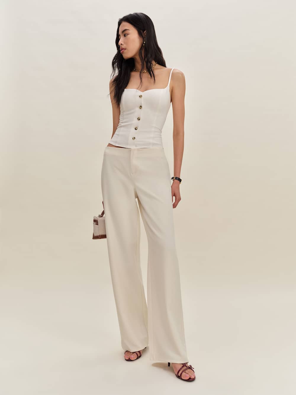 Petites Vida Low Rise Pant - Cream