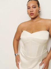 Pacie Satin Dress Es - Fior Di Latte