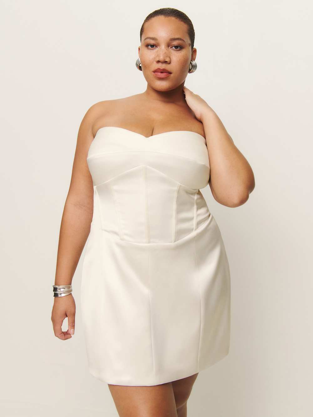 Pacie Satin Dress Es - Fior Di Latte