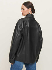 Veda Bennett Oversized Leather Bomber - Black