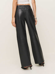 Veda Vida Low Rise Leather Pant - Black