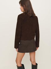 Veda Reed Leather Jacket - Mole Suede