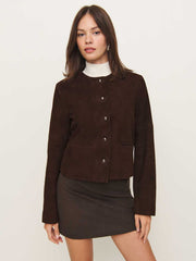 Veda Reed Leather Jacket - Mole Suede
