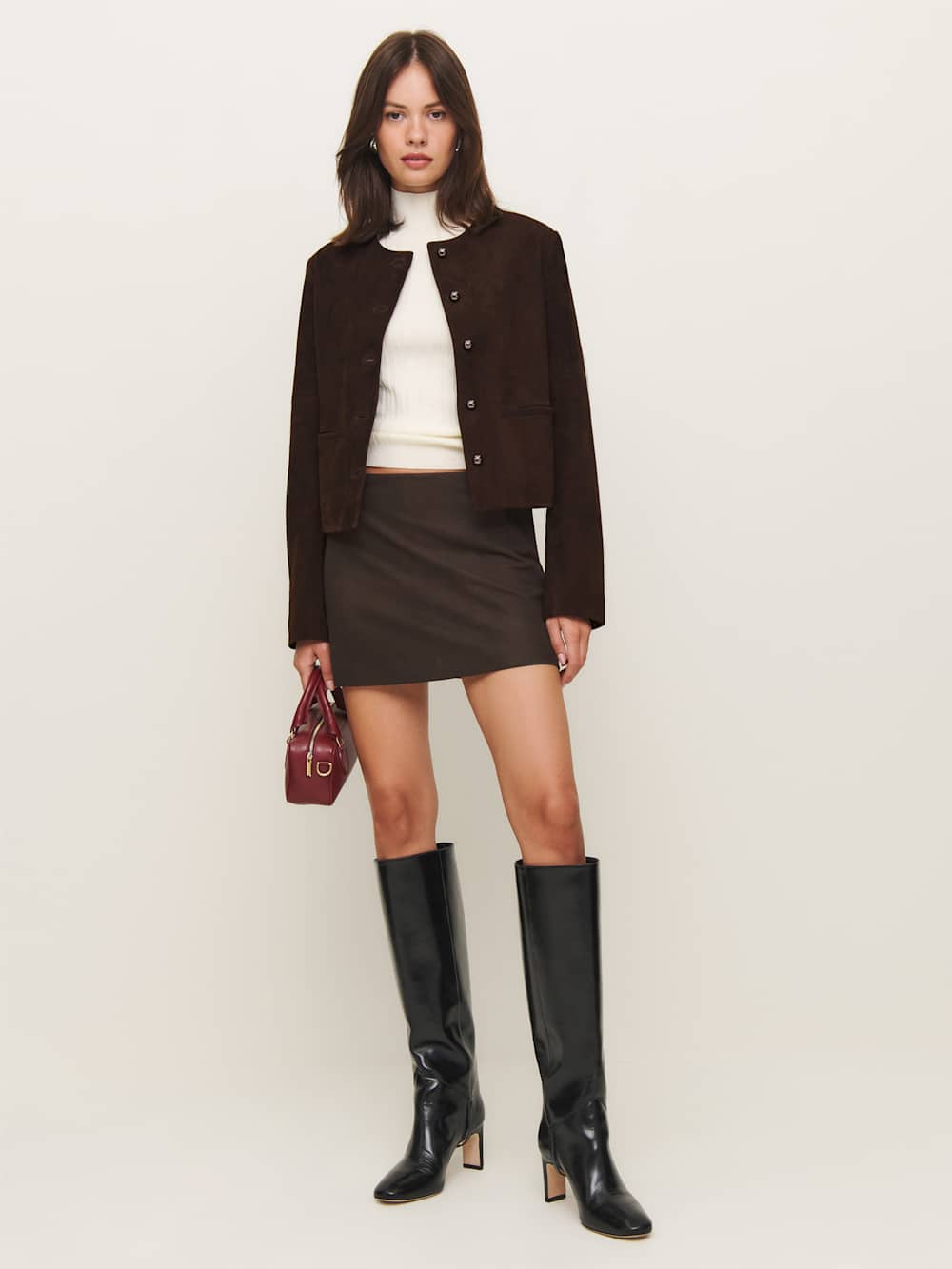 Veda Reed Leather Jacket - Mole Suede