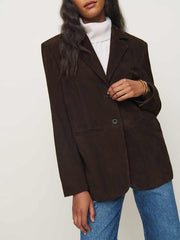 Veda Leon Oversized Blazer - Mole Suede