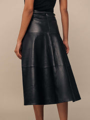 Veda Carmen Leather Skirt - Black