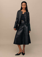 Veda Carmen Leather Skirt - Black