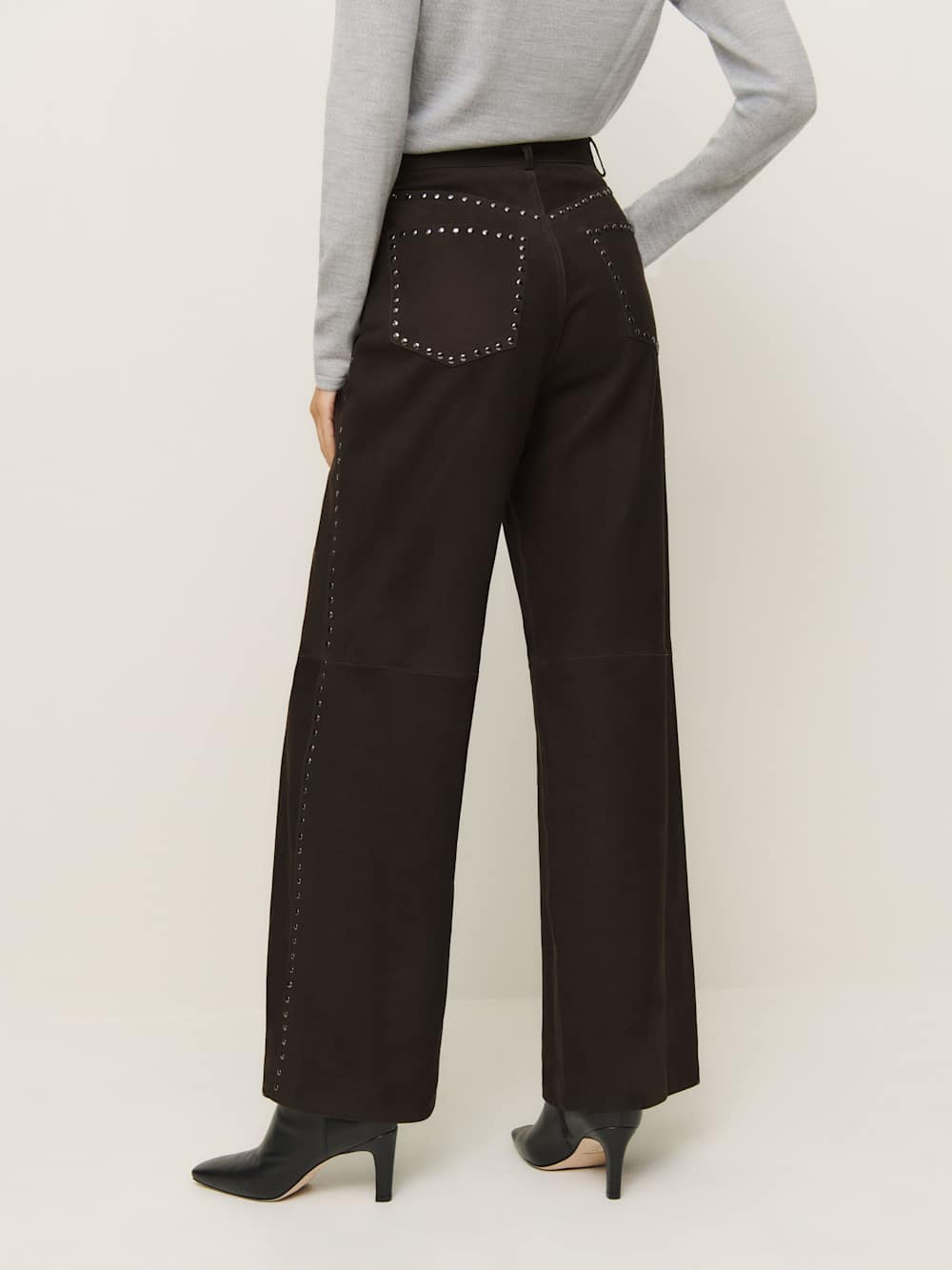 Veda Kennedy Studded Leather Pant - Mole Suede