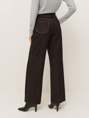 Veda Kennedy Studded Leather Pant - Mole Suede