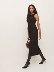 Veda Kendi Leather Dress - Mole Suede
