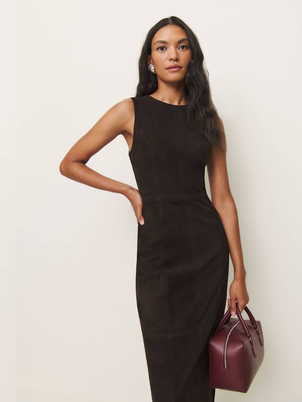 Veda Kendi Leather Dress - Mole Suede