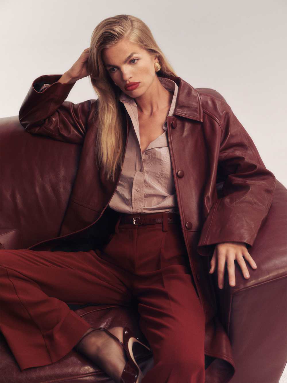 Veda Beck Leather Trench - Chianti