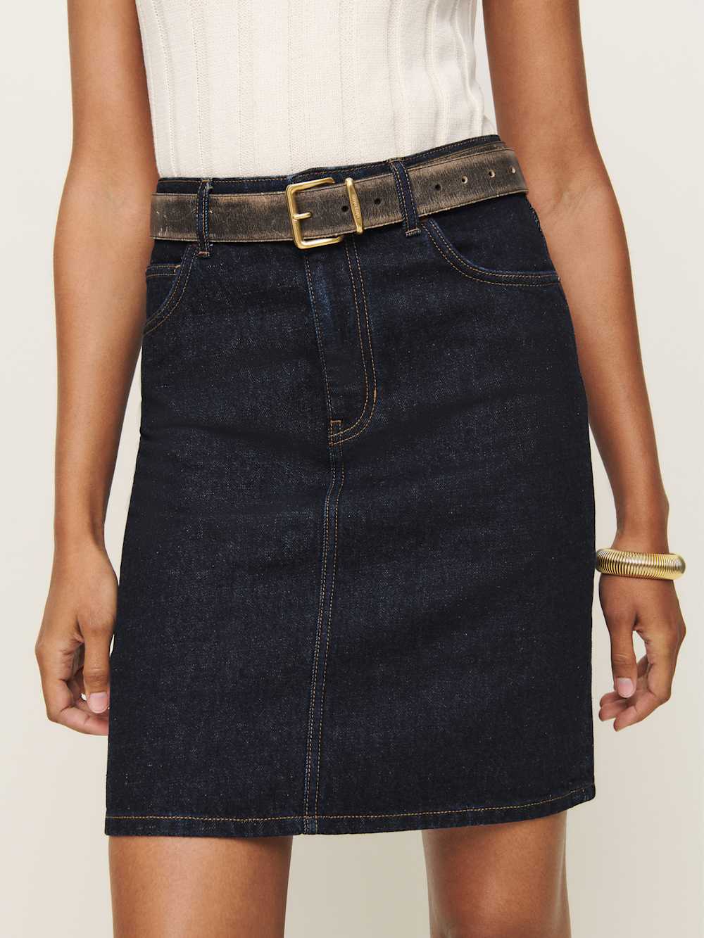 Mona Mid Rise Denim Skirt - Ondine
