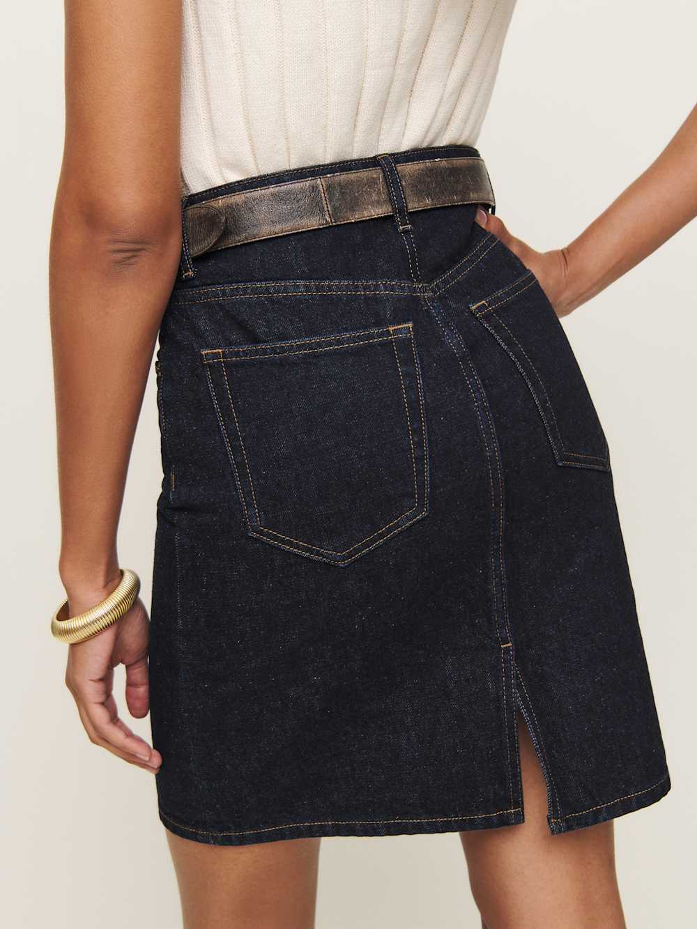 Mona Mid Rise Denim Skirt - Ondine