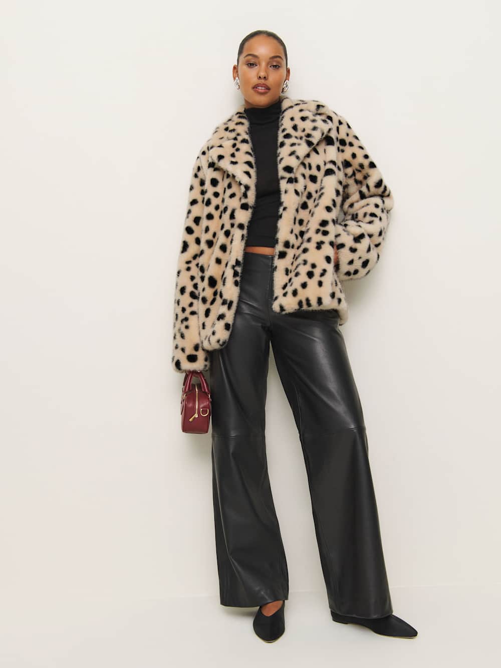 Ellie Faux Fur Coat - Dalmatian