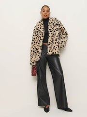 Ellie Faux Fur Coat - Dalmatian