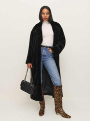 Chloe Faux Fur Oversized Coat - Black