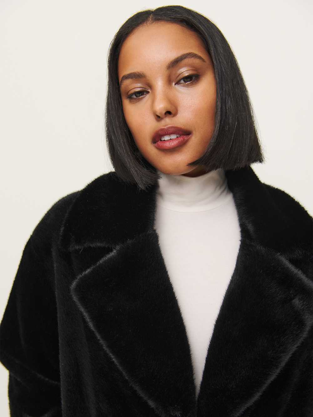 Chloe Faux Fur Oversized Coat - Black
