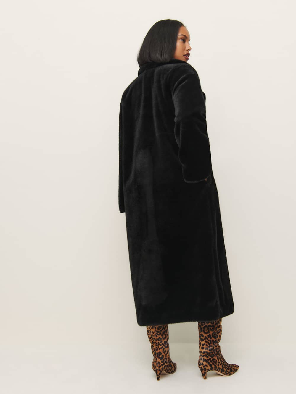 Chloe Faux Fur Oversized Coat - Black