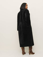 Chloe Faux Fur Oversized Coat - Black