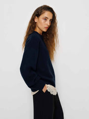 Cove Cashmere Oversized Crew - Navy