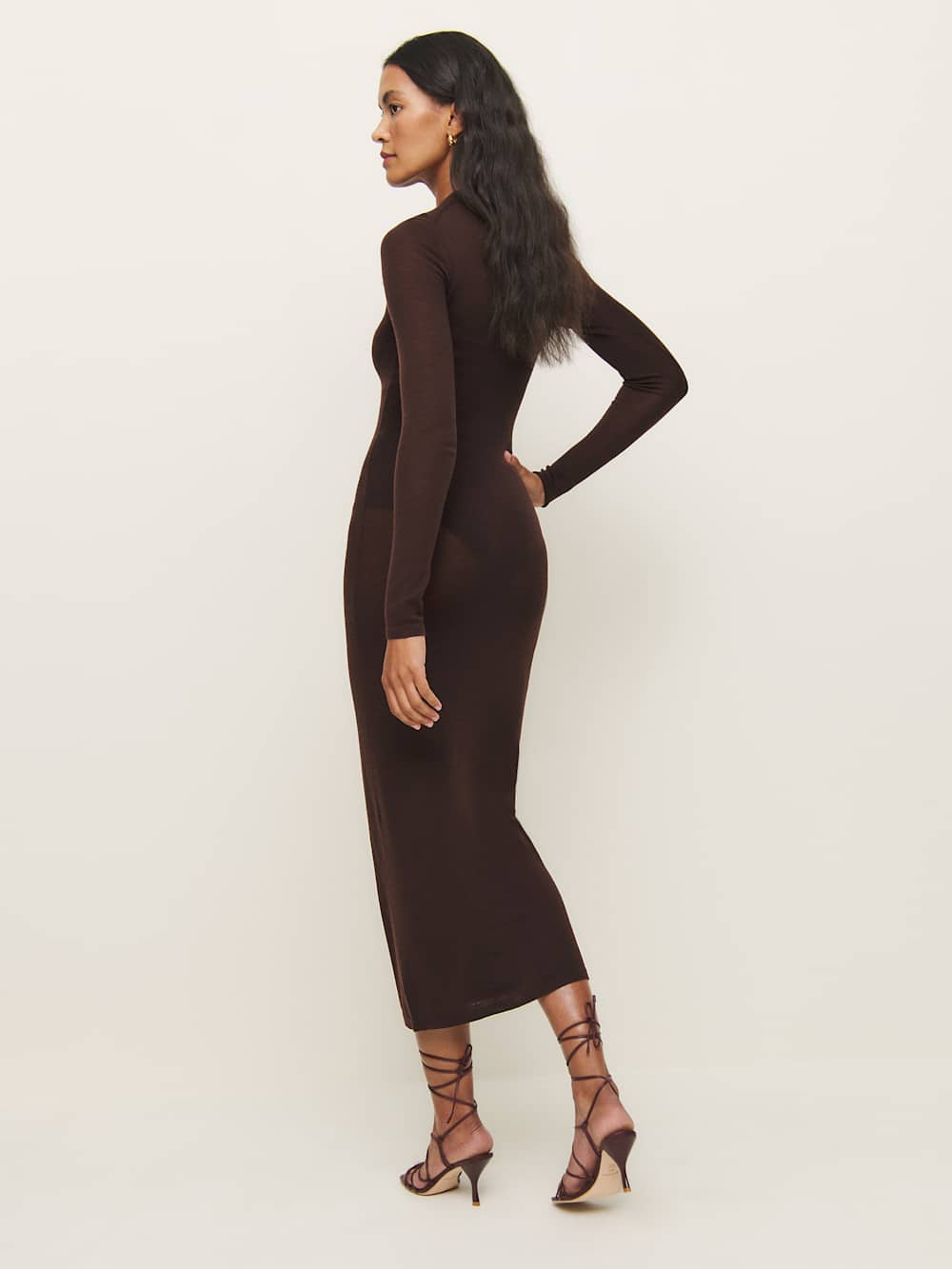 Eva Regenerative Merino Sheer Sweater Dress - Mole