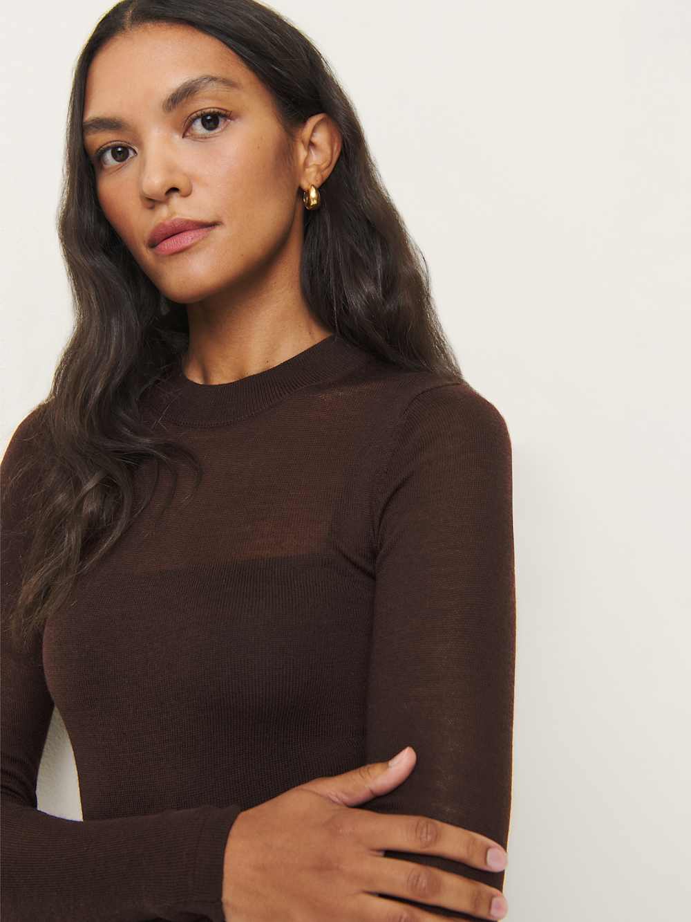 Eva Regenerative Merino Sheer Sweater Dress - Mole